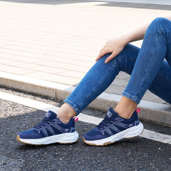 Women's Sneakers Walking Shoes Slip on Cushion Tennis Shoe Workout Gym Blue - Picture 2 of 7